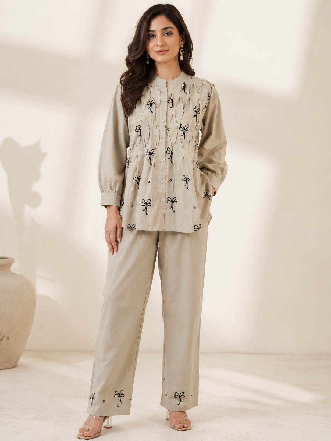 Ilaaha Women Embroidered Cotton Blend Shirt & Trouser Co-ord Set - Image 10