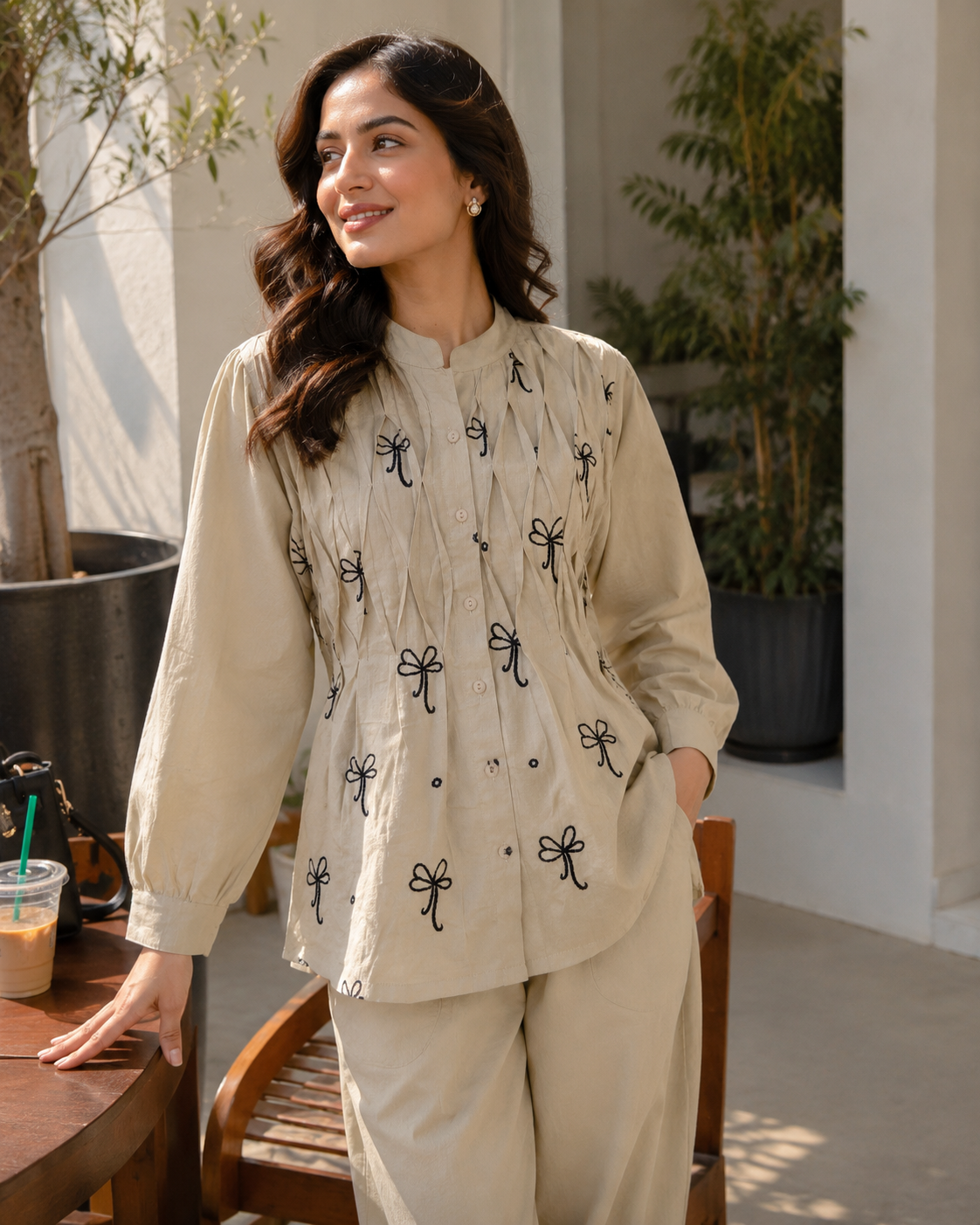Ilaaha Women Embroidered Cotton Blend Shirt & Trouser Co-ord Set - Image 12
