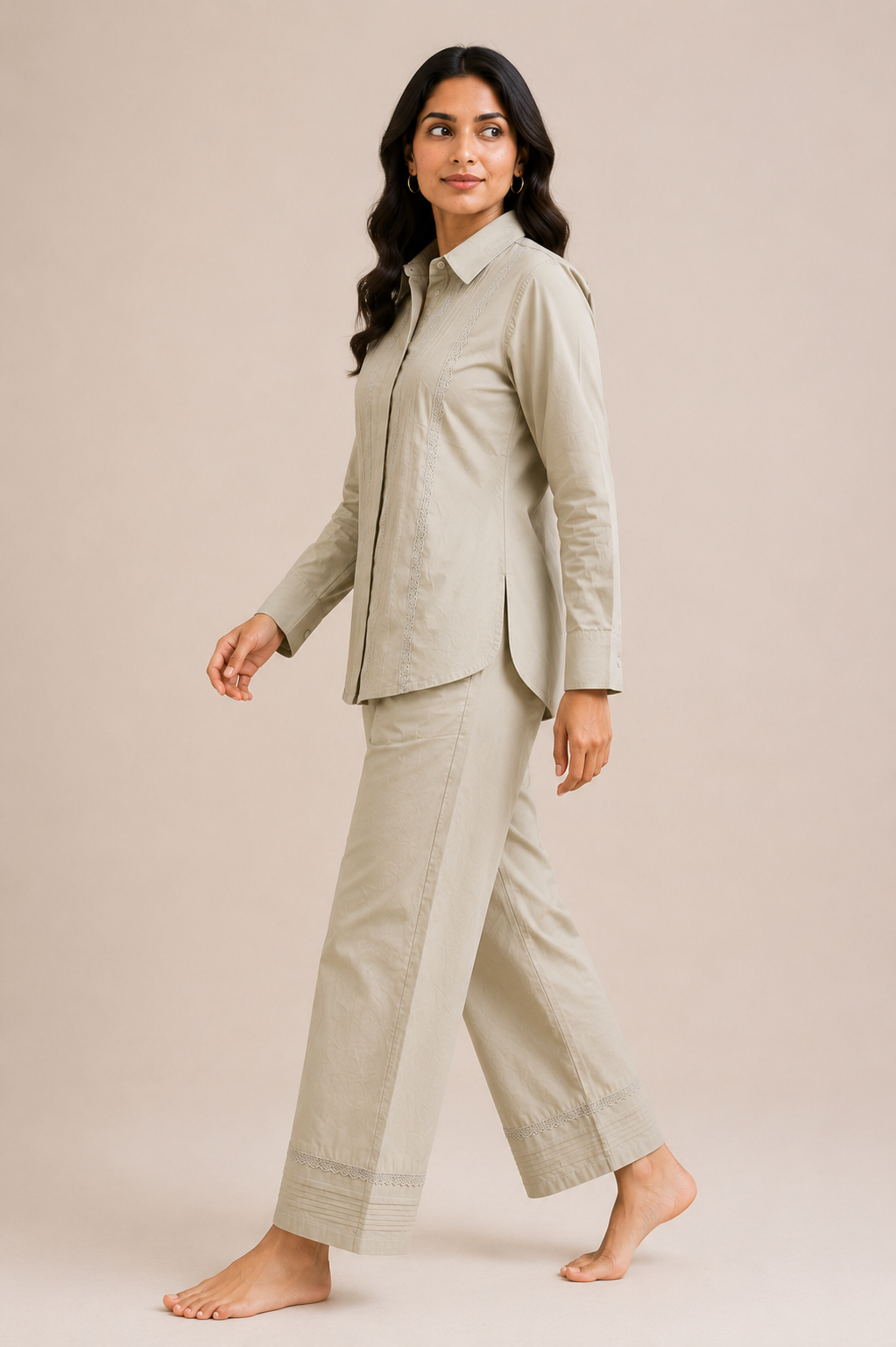 ILAAHA Pure Cotton Self-Design Shirt and Trousers Co-ord Set - Image 34