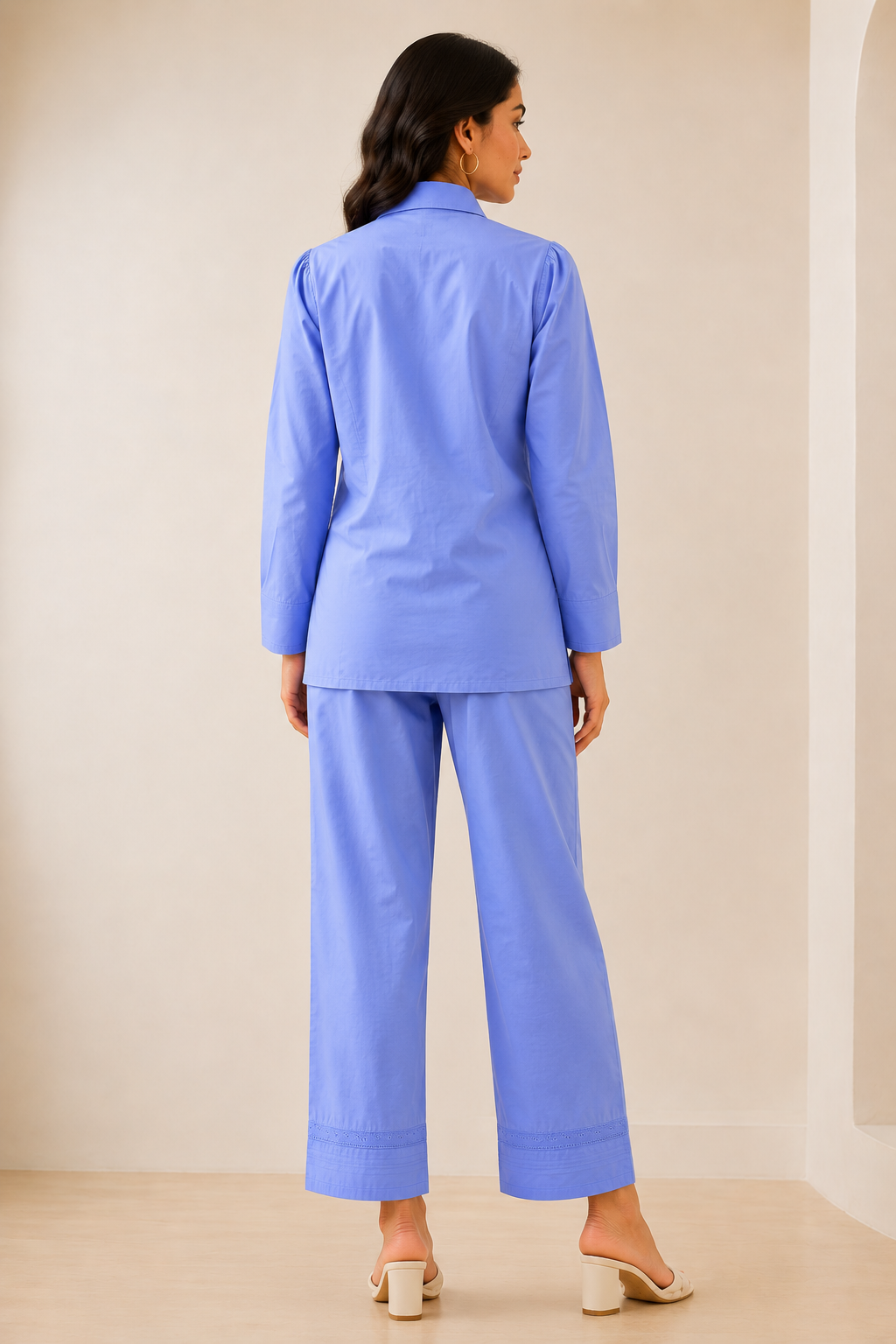 ILAAHA Pure Cotton Self-Design Shirt and Trousers Co-ord Set - Image 21