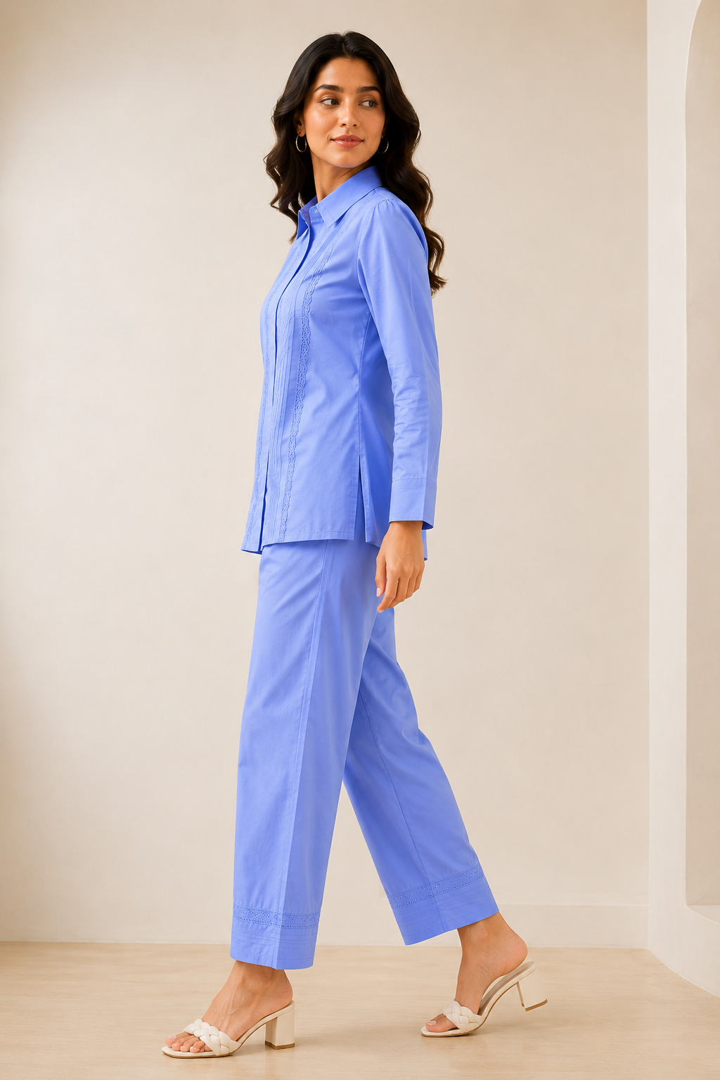 ILAAHA Pure Cotton Self-Design Shirt and Trousers Co-ord Set - Image 22