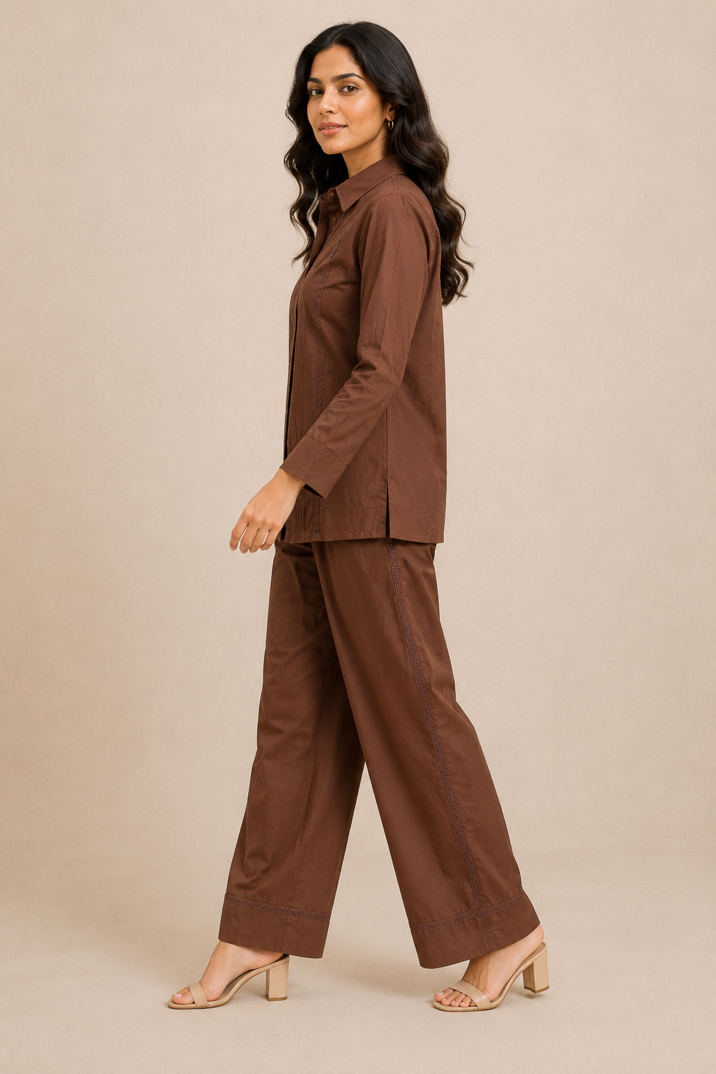 ILAAHA Pure Cotton Self-Design Shirt and Trousers Co-ord Set - Image 8