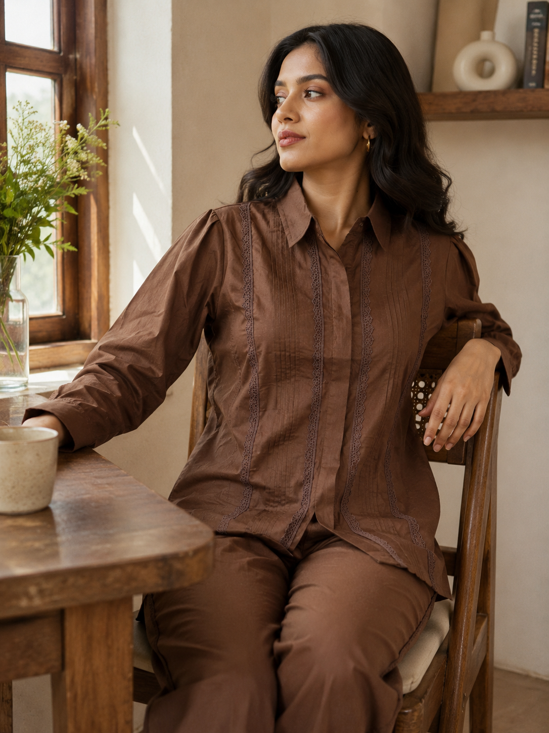 ILAAHA Pure Cotton Self-Design Shirt and Trousers Co-ord Set - Image 12