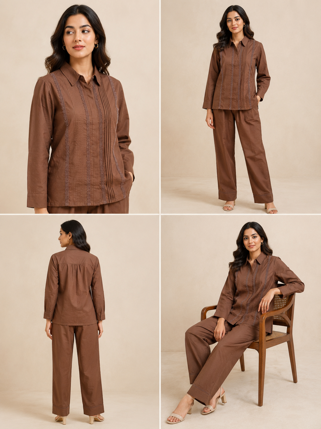 ILAAHA Pure Cotton Self-Design Shirt and Trousers Co-ord Set - Image 14