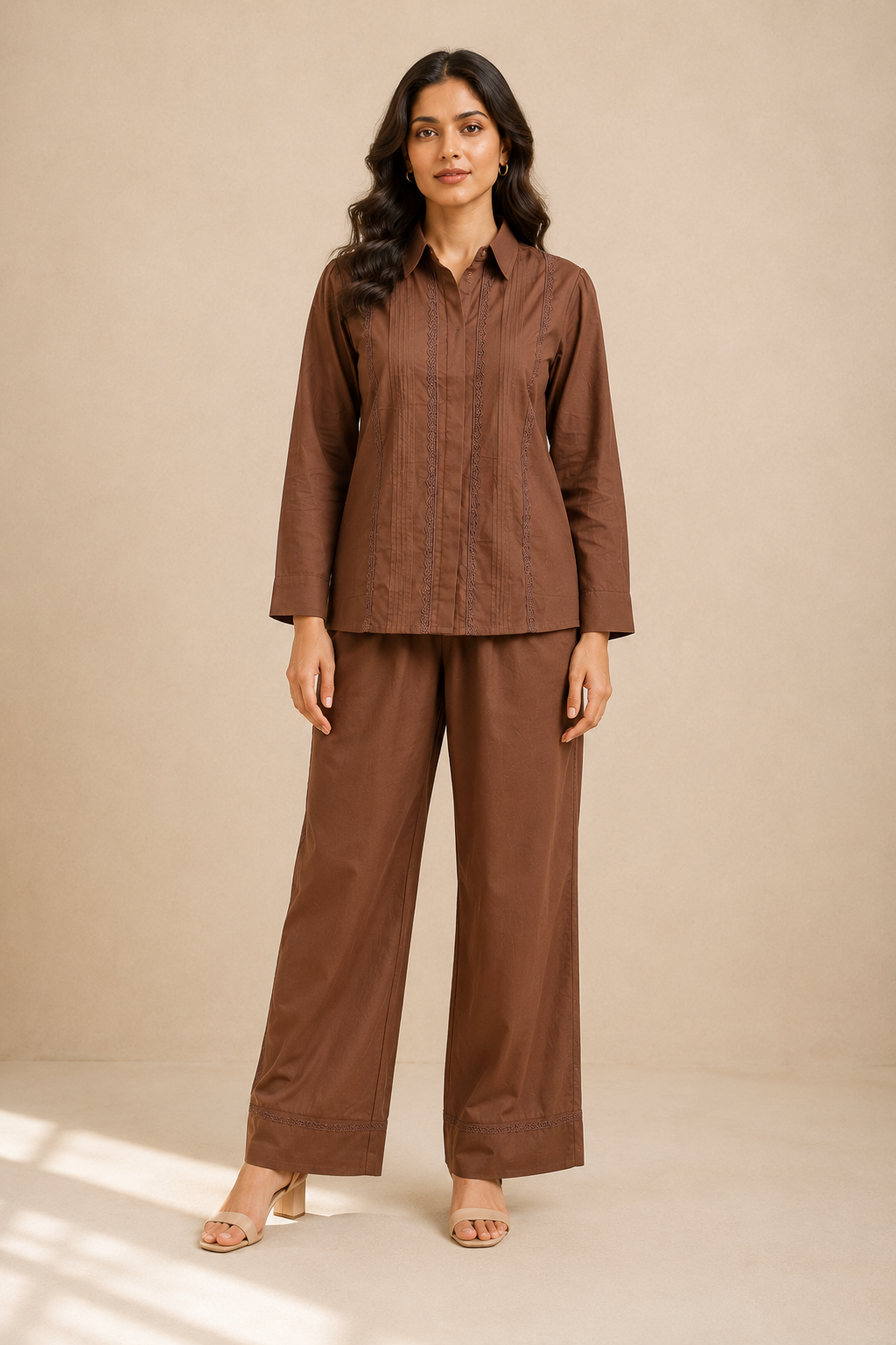 ILAAHA Pure Cotton Self-Design Shirt and Trousers Co-ord Set - Image 15