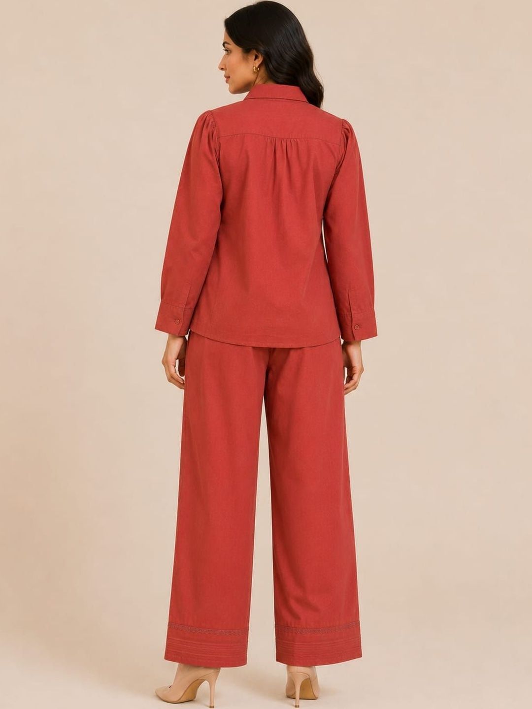 ILAAHA Pure Cotton Self-Design Shirt and Trousers Co-ord Set - Image 5